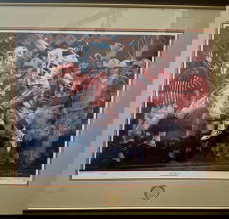 The Catch: Framed reproduction lithograph Print # 215 of 1626 by Daniel A. Moore. Medium Oil and Acrylics. No in signature Edition 991. Signed, numbered, with certificate of Limited edition.