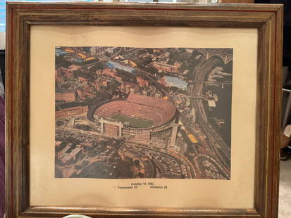 Aerial view of Tennessee vs. Alabama game: Framed aerial view of the game between Tennessee 35- Alabama 28 football game 10-16-1982