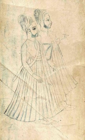 STUDY OF ROYALTY – JODHPUR SCHOOL, INDIAN MINIATURE PAINTING SKETCH (1 of 1)