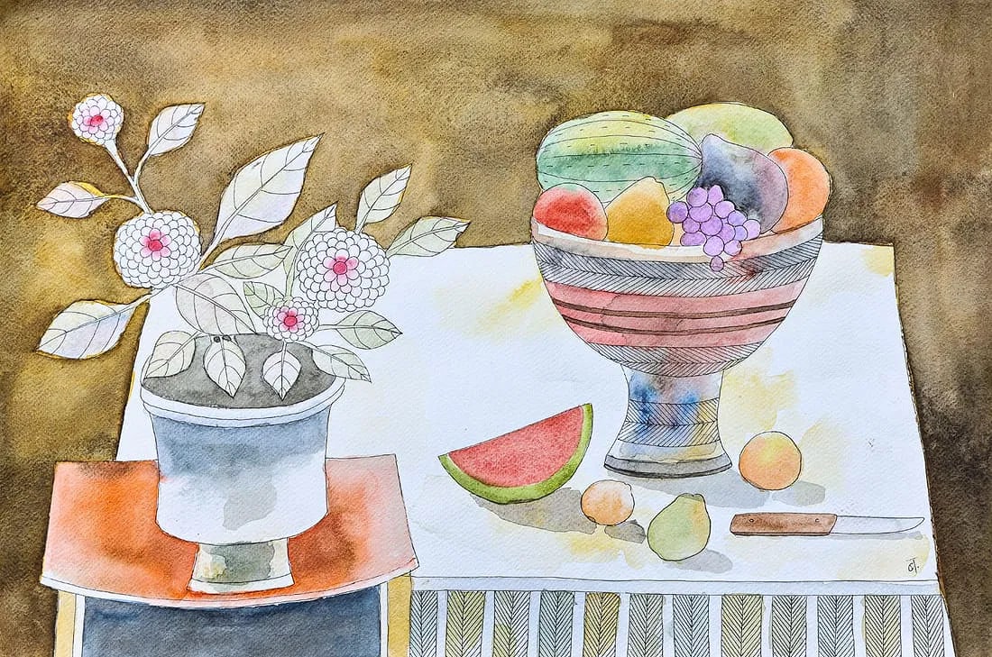 BADRI NARAYAN (1929-2013) ""UNTITLED"" WATER COLOUR ON PAPER (1 of 2)