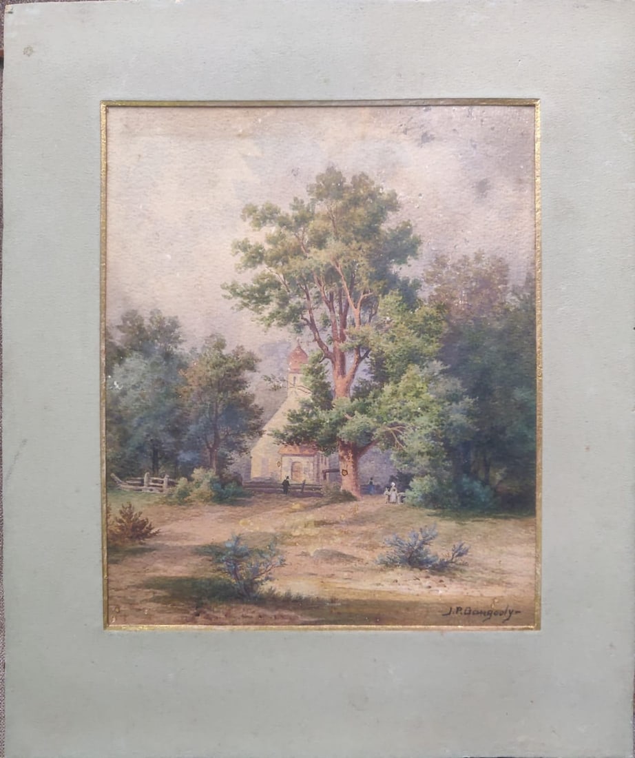 JAMINI PRAKASH GANGOOLY (1876–1953) WATERCOLOUR ON CARDBOARD CHURCH IN A WOODED LANDSCAPE - 2