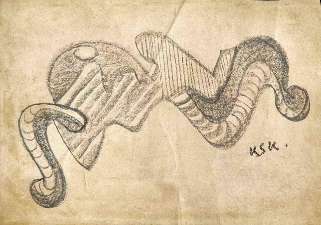 K.S. KULKARNI (INDIA, 1916-1994) CHARCOL ON PAPER ABSTRACT FIGURAL STUDY: K.S. KULKARNI (INDIA, 1916-1994) CHARCOL ON PAPER ABSTRACT FIGURAL STUDYTHIS CHARCOAL DRAWING BY K.S. KULKARNI (INDIA, 1916–1994) PRESENTS A FLUID AND RHYTHMIC ABSTRACT FIGURAL FORM, RENDERED WITH E
