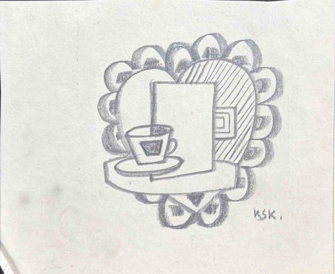 K.S. KULKARNI (INDIA, 1916–1994) – STILL LIFE COMPOSITION WITH CUP AND GEOMETRIC FORMS, CHARCOAL: K.S. KULKARNI (INDIA, 1916–1994) – STILL LIFE COMPOSITION WITH CUP AND GEOMETRIC FORMS, CHARCOAL ON PAPER A REFINED STILL LIFE COMPOSITION BY K.S. KULKARNI EXECUTED IN CHARCOAL ON PAPER, FEATURING