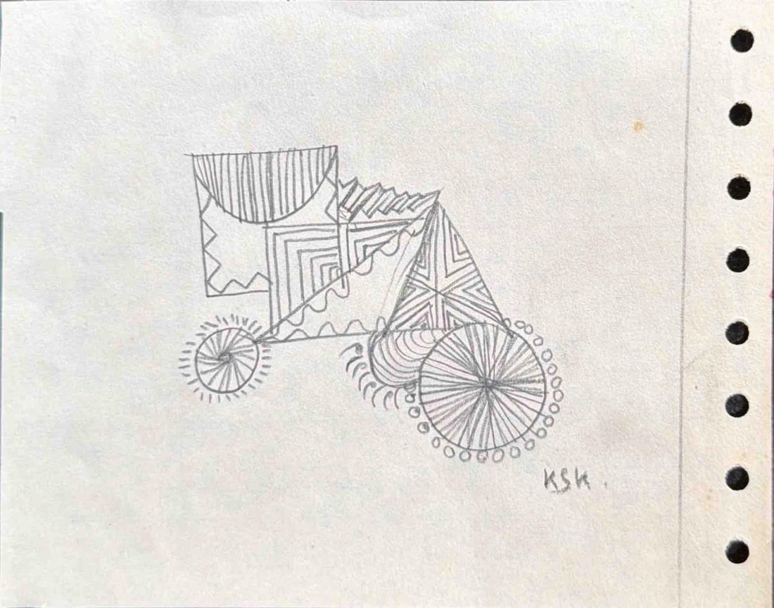 K.S. KULKARNI (INDIA, 1916–1994) – ABSTRACT COMPOSITION WITH GEOMETRIC FORMS, CHARCOAL ON PAPER: K.S. KULKARNI (INDIA, 1916–1994) – ABSTRACT COMPOSITION WITH GEOMETRIC FORMS, CHARCOAL ON PAPER AN INTRICATE ABSTRACT COMPOSITION BY K.S. KULKARNI EXECUTED IN CHARCOAL ON PAPER, FEATURING A HARMON