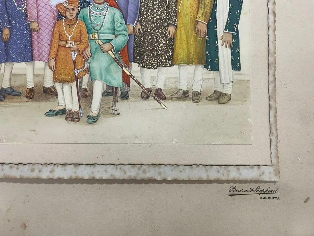 ROYAL PORTRAIT OF INDIAN NOBLEMEN — HAND-COLOURED BROMIDE PHOTOGRAPH - 2