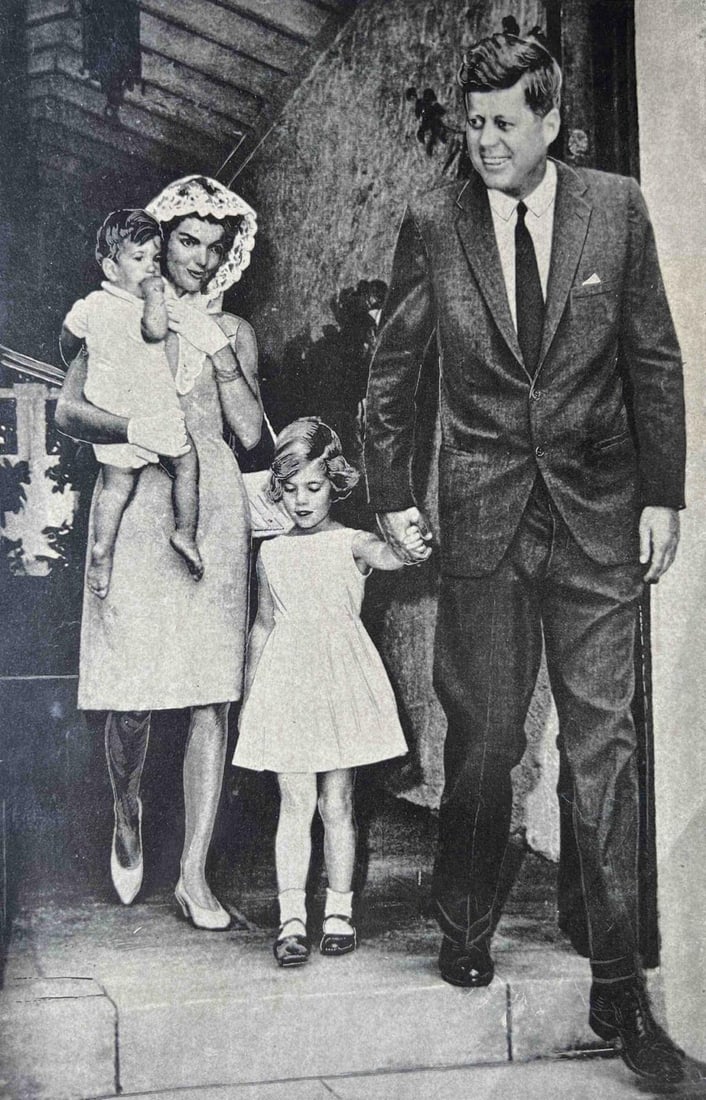 PRESIDENT JOHN F. KENNEDY WITH FAMILY LEAVING CHURCH - PRINT (1 of 1)