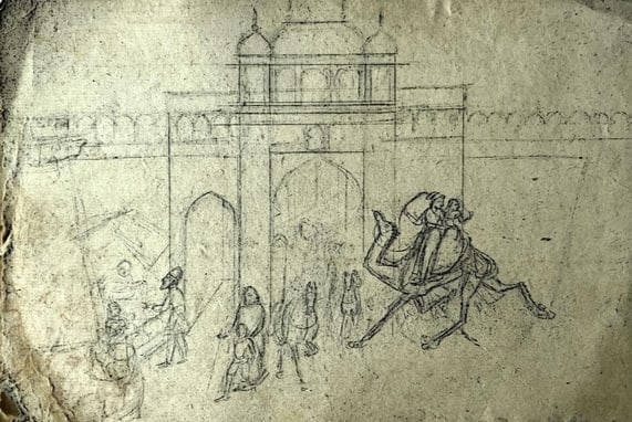 INDIAN MINIATURE PAINTING SKETCH – UDAIPUR SCHOOL, DHOLAMARU SERIES: INDIAN MINIATURE PAINTING SKETCH – UDAIPUR SCHOOL, DHOLAMARU SERIESA FINELY EXECUTED MINIATURE SKETCH FROM THE UDAIPUR SCHOOL DEPICTING A SCENE FROM THE DHOLAMARU SERIES. THIS ARTWORK SHOWCASES INTR