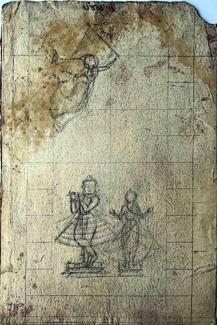 INDIAN MINIATURE PAINTING SKETCH – KOTA SCHOOL, RADHA AND KRISHNA (1 of 1)