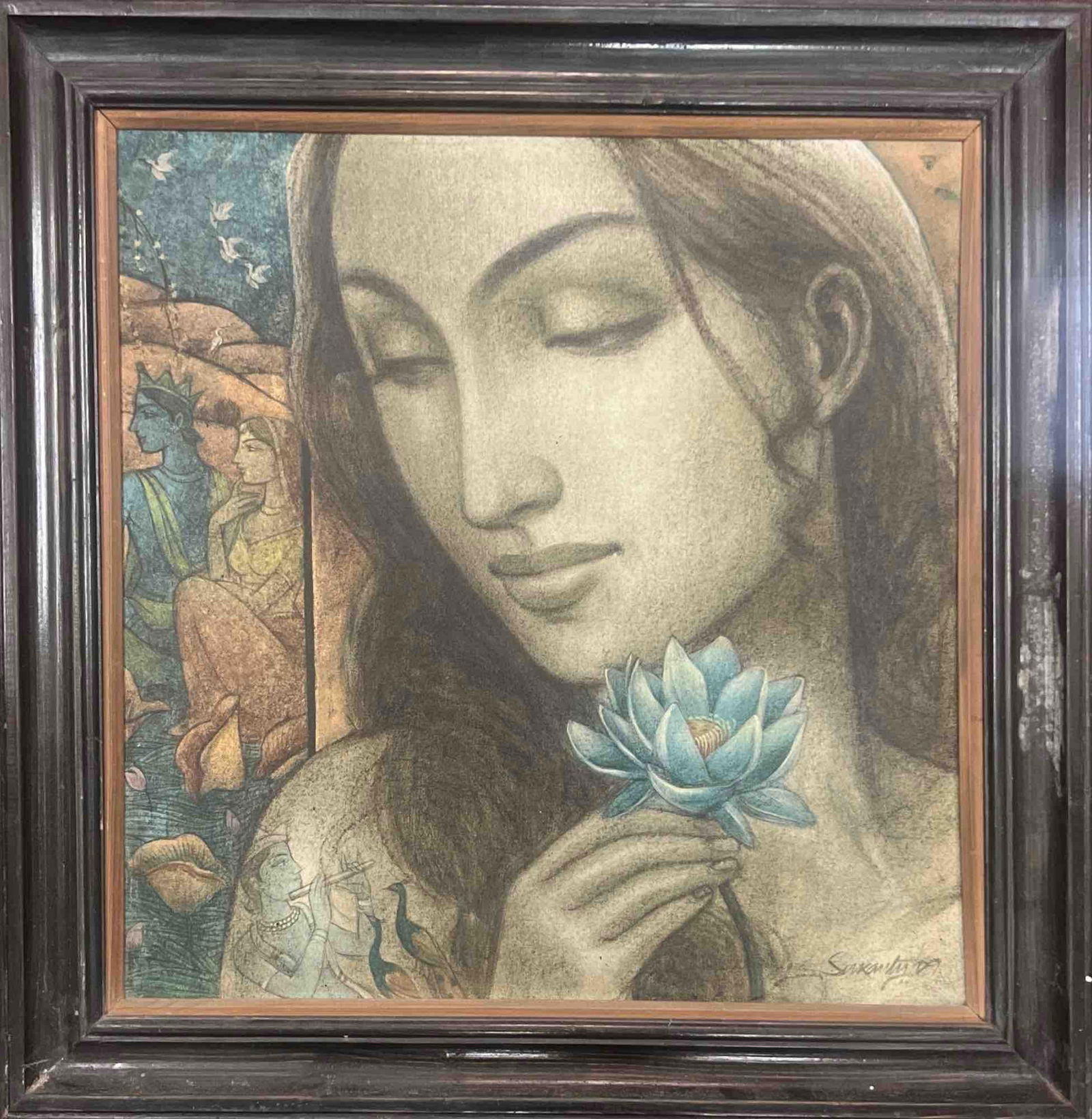 SUKANATA DAS l WOMAN WITH BLUE LOTUS – ETHEREAL PORTRAIT: SUKANATA DAS l WOMAN WITH BLUE LOTUS – ETHEREAL PORTRAIT AN EXQUISITE, DREAMLIKE PORTRAIT FEATURING A SERENE WOMAN HOLDING A DELICATE BLUE LOTUS. HER GENTLE EXPRESSION AND CLOSED EYES CONVEY CALM, G