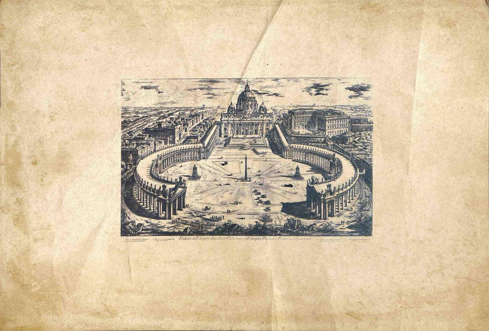 PANORAMIC ENGRAVING OF ST. PETER’S SQUARE AND BASILICA, VATICAN CITY (1 of 1)