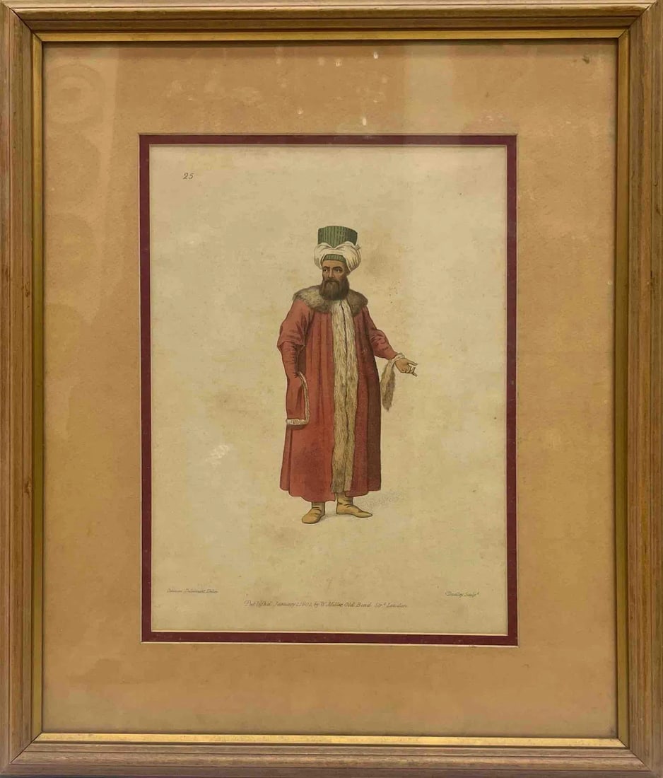 OTTOMAN NOBLEMAN IN TRADITIONAL CEREMONIAL ATTIRE: OTTOMAN NOBLEMAN IN TRADITIONAL CEREMONIAL ATTIREAN OTTOMAN GENTLEMAN WEARING A FUR PELISSE — ILLUSTRATION BY OCTAVIAN DALVIMART, 1802 THIS FINELY DETAILED ILLUSTRATION DEPICTS AN OTTOMAN MAN