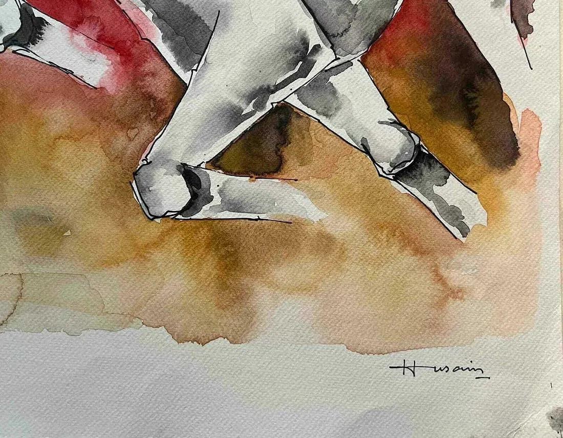 MAQBOOL FIDA HUSAIN (1915-2011) WATERCOLOUR ON PAPER, SIGNED BOTTOM RIGHT 22 X 30 INCHES - 2