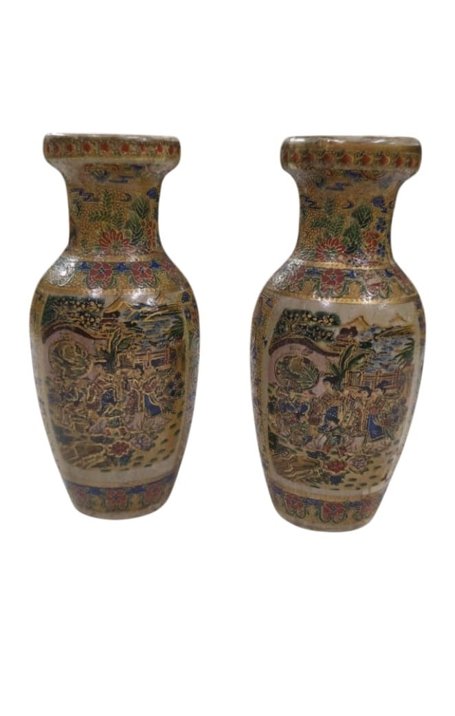 PAIR OF JAPANESE SATSUMA-STYLE MINIATURE VASES - 2