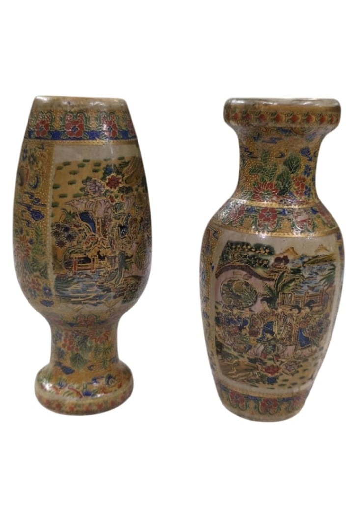 PAIR OF JAPANESE SATSUMA-STYLE MINIATURE VASES - 3