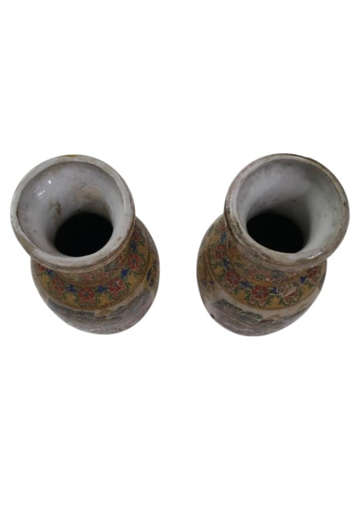 PAIR OF JAPANESE SATSUMA-STYLE MINIATURE VASES - 4