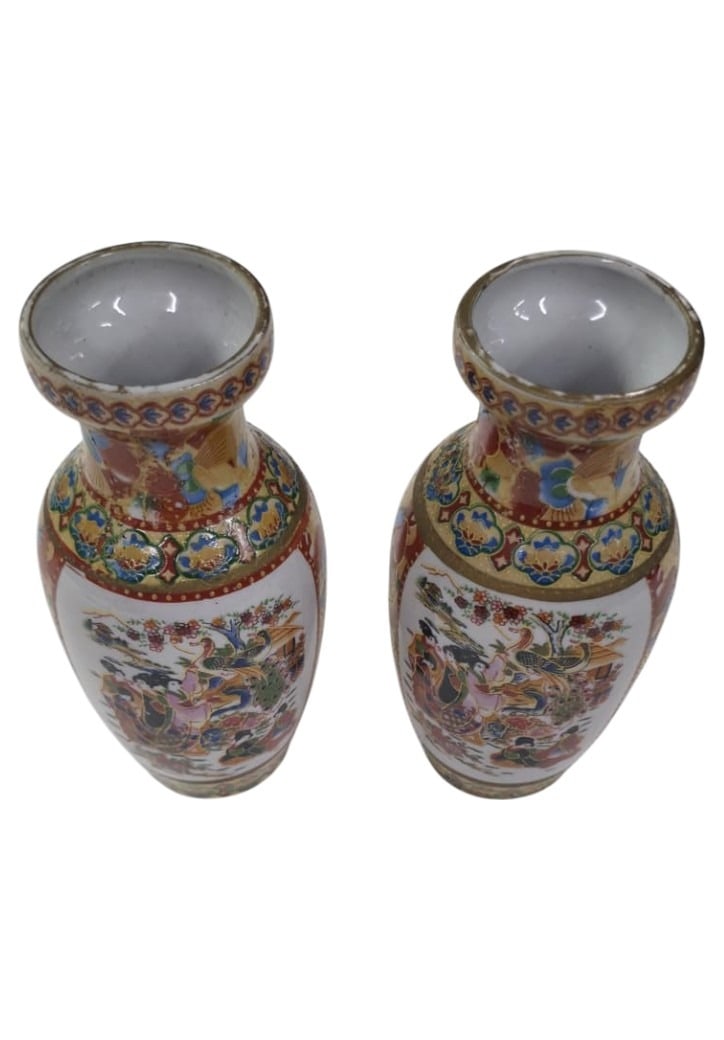 PAIR OF JAPANESE SATSUMA-STYLE MINIATURE VASES - 2