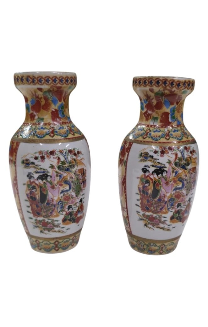 PAIR OF JAPANESE SATSUMA-STYLE MINIATURE VASES - 3