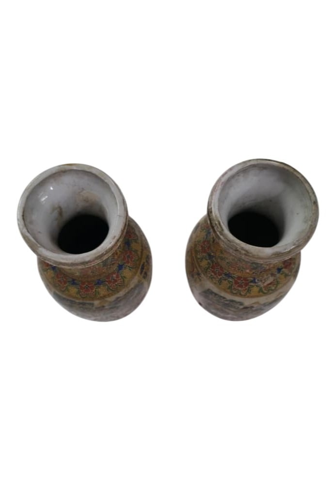 PAIR OF JAPANESE SATSUMA-STYLE MINIATURE VASES - 2