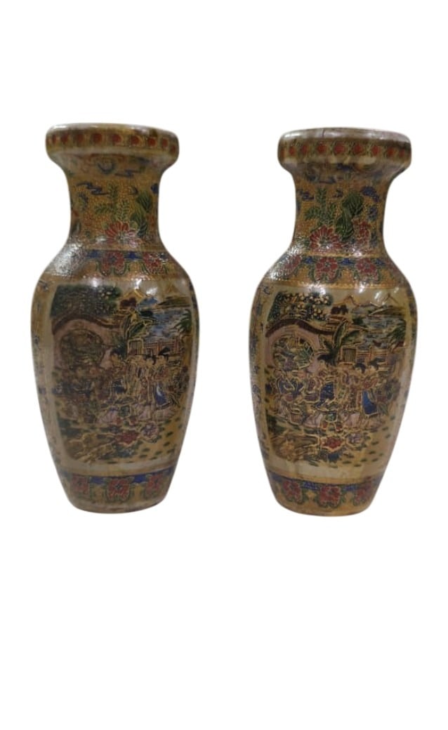 PAIR OF JAPANESE SATSUMA-STYLE MINIATURE VASES - 3