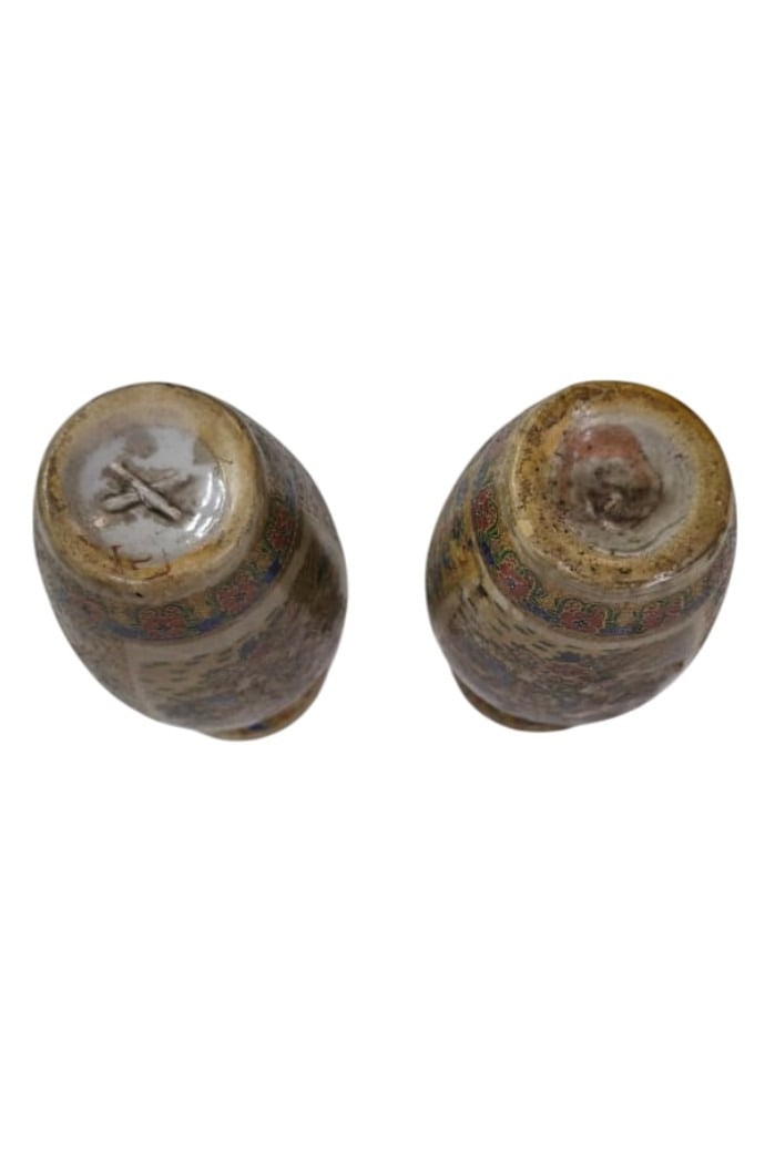 PAIR OF JAPANESE SATSUMA-STYLE MINIATURE VASES - 4