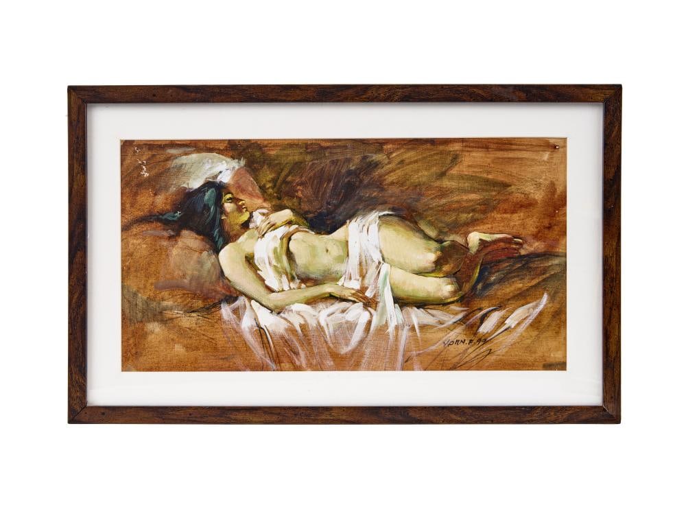 JOHN FERNANDES (B. 1941) SLEEPING BEAUTY, 1999 MIXED MEDIA ON PAPER: JOHN FERNANDES (B. 1941)SLEEPING BEAUTY, 1999MIXED MEDIA ON PAPER A SENSUOUS AND EXPRESSIVE COMPOSITION BY ACCLAIMED INDIAN ARTIST JOHN FERNANDES, CREATED IN 1999. TITLED SLEEPING BEAUTY, THE WORK