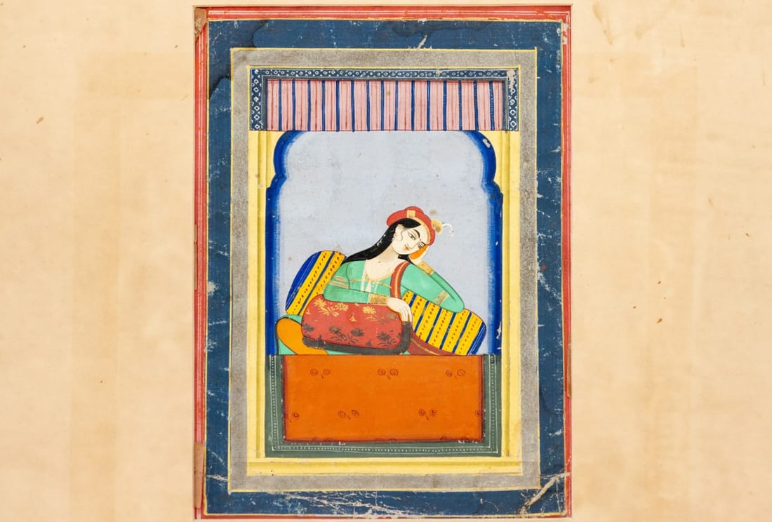 19TH CENTURY INDIAN MINIATURE PAINTING, KOTA SCHOOL, DEPICTING THE WORSHIP OF SHREENATH JI. (1 of 1)