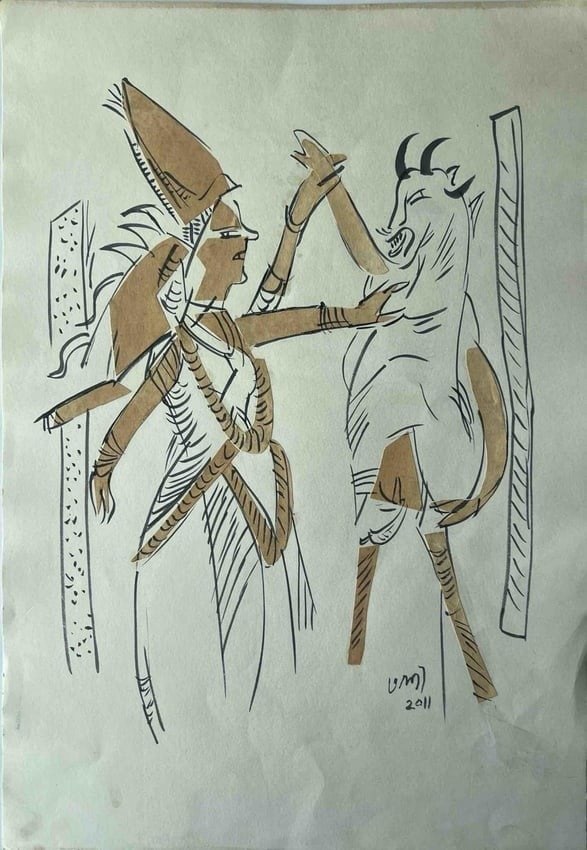 KG SUBRAMANIAN (1924 – 2016 ), 2011, SIGNED BOTTOM RIGHT: THIS ARTWORK BY K. G. SUBRAMANIAN, SIGNED AND DATED 2011 AT THE BOTTOM RIGHT, EXEMPLIFIES HIS DISTINCTIVE STYLE AND CREATIVE VISION. KNOWN FOR HIS VIBRANT USE OF COLORS AND EXPRESSIVE FORMS, SUBRAMANI