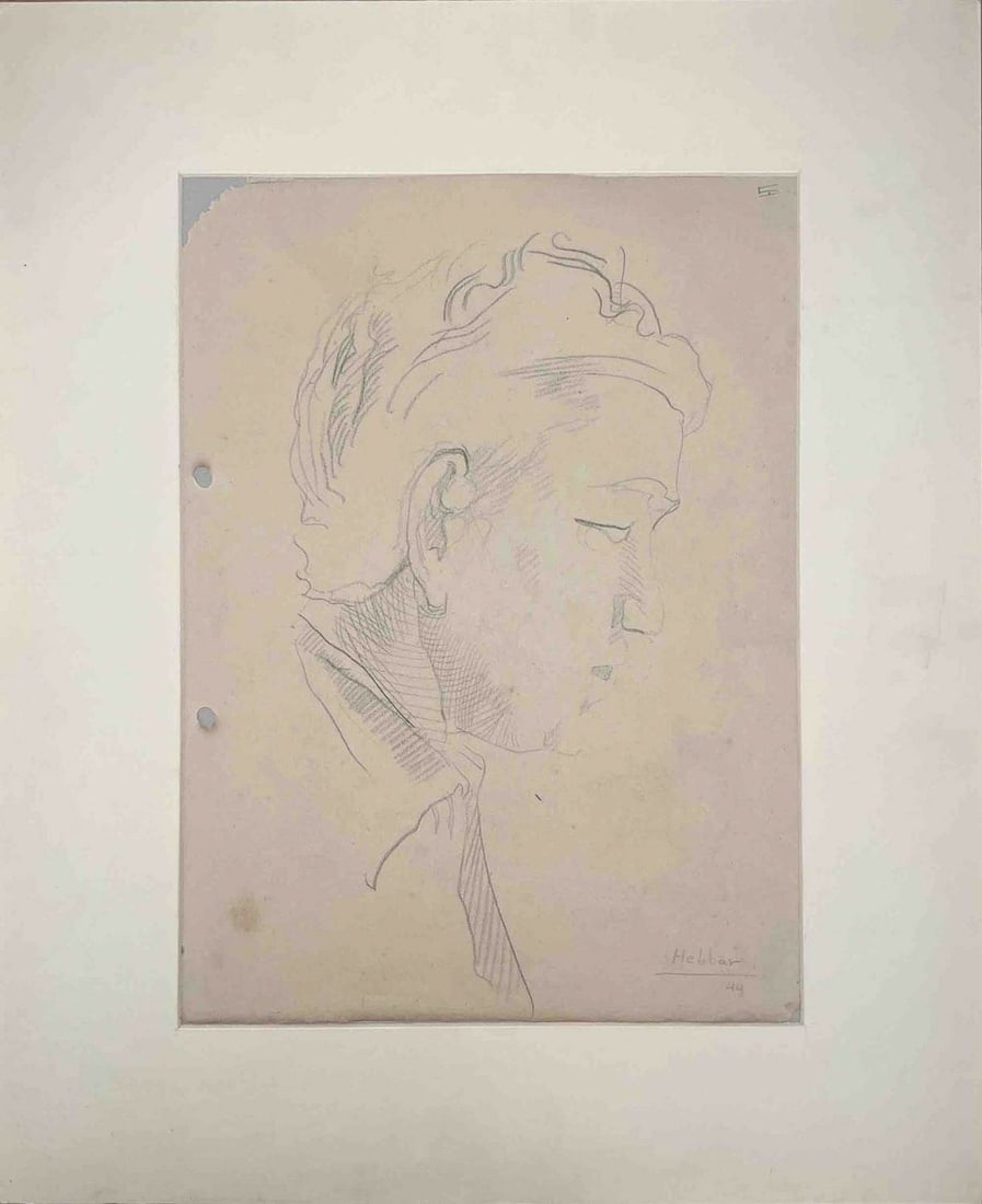 KATTINGERI KRISHNA HEBBAR (1911-1996) SKETCHE,PENCIL ON PAPER: KATTINGERI KRISHNA HEBBAR (1911-1996) SKETCHE, PENCIL ON PAPER Length x Width of each: 40 x 33.5cm A DELICATE AND INTIMATE PENCIL SKETCH DEPICTING A FEMALE FIGURE IN THREE-QUARTER PROFILE, WITH HER