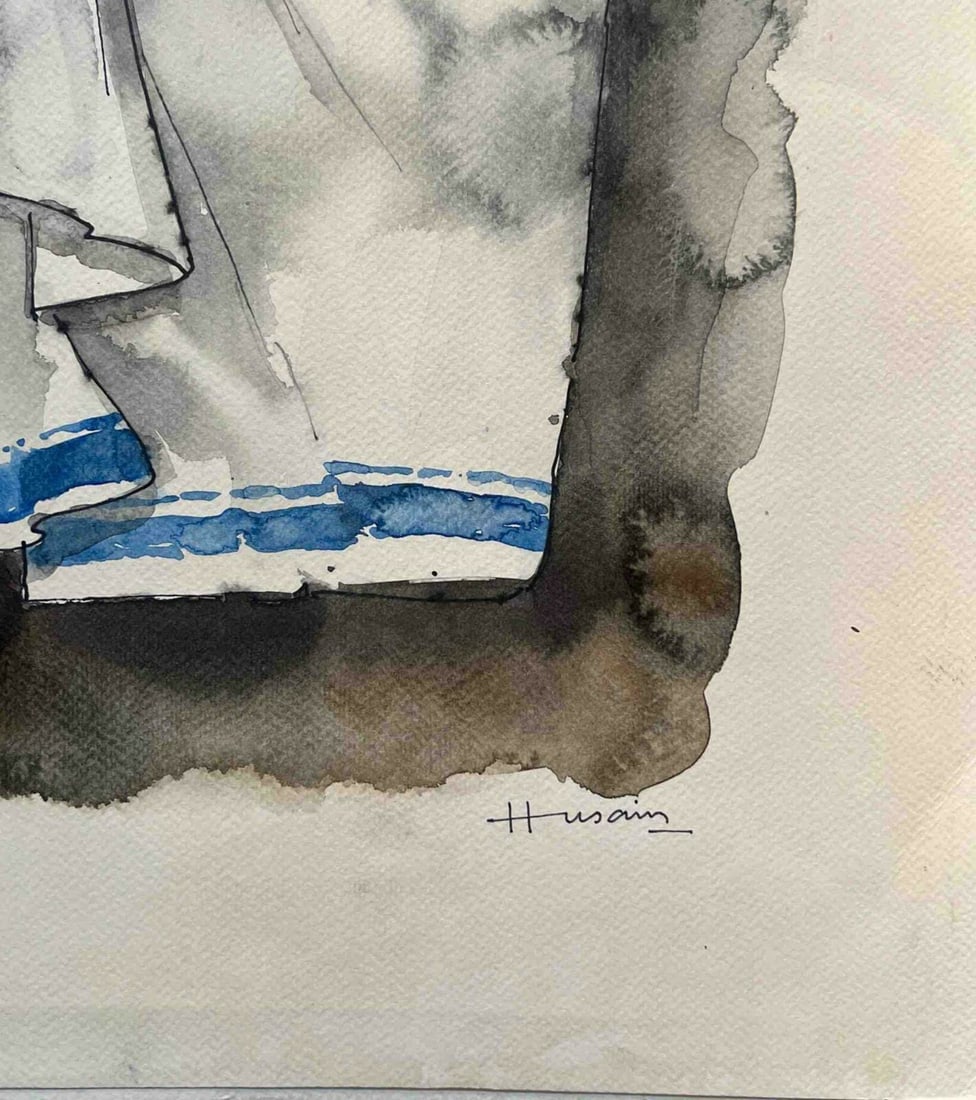 MAQBOOL FIDA HUSAIN (1915-2011) WATERCOLOUR ON PAPER, SIGNED BOTTOM RIGHT 30 X 22 INCHES - 2