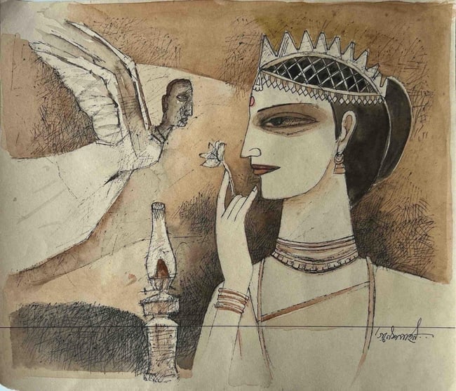 GANESH PYNE (1937-2013) | UNTITLED INDIAN WATER COLOUR PAINTING | WATER COLOUR ON PAPER: GANESH PYNE (1937-2013) UNTITLED INDIAN WATER COLOUR PAINTING | WATER COLOUR ON PAPER | SIZE: 12 _ 10 IN ABOUT THE ARTIST GANESH PYNE (1937-2013) WAS A LEGENDARY INDIAN MODERNIST KNOWN FOR HIS