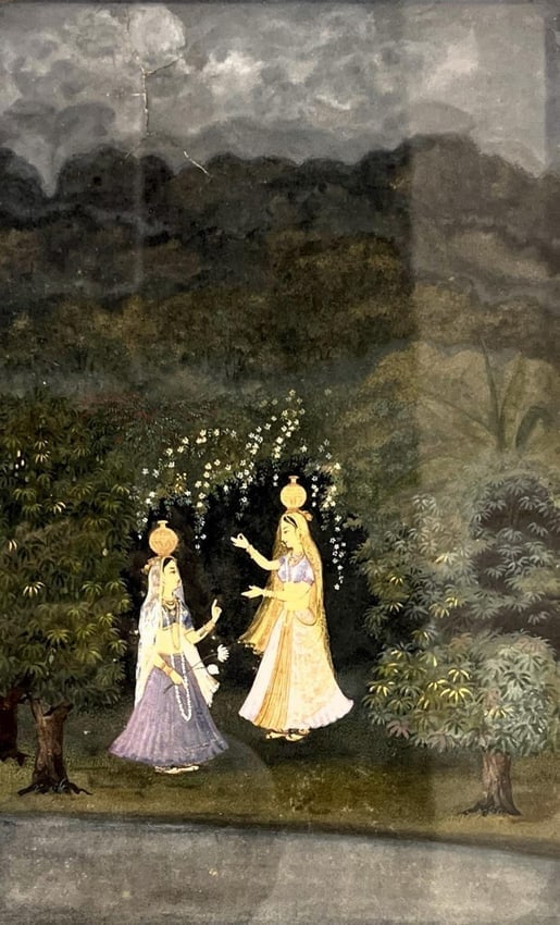 LALITA VISHAKHA INDIAN MINIATURE PAINTING BY RAMESHWAR PRASAD, 15 _ 19 INCHES - 2