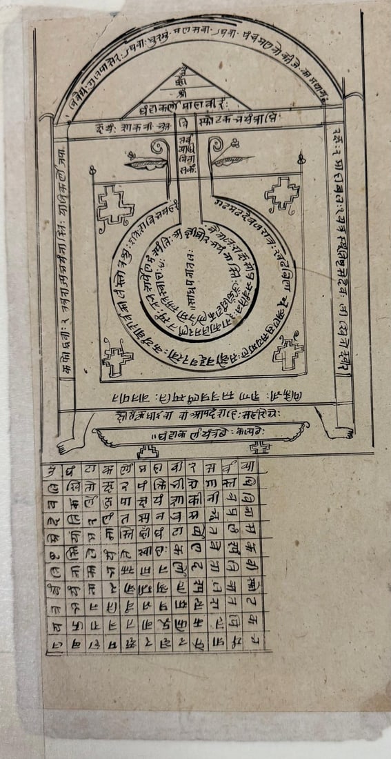 A RARE DOUBLE-SIDED JAIN TANTRIC MANUSCRIPT FOLIO WITH SACRED YANTRAS AND MANTRAS, 19TH CENTURY - 3