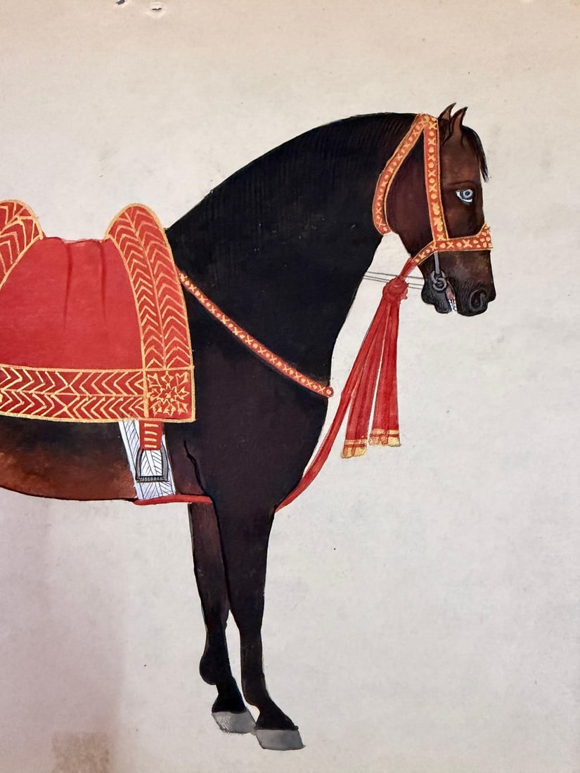 MEWAR SCHOOL PORTRAIT OF A ROYAL CAPARISONED HORSE, 19TH CENTURY - 2