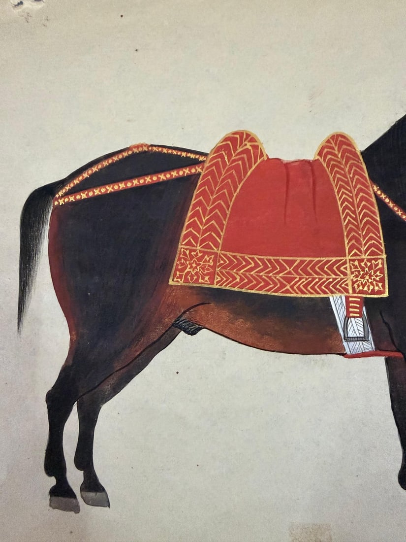 MEWAR SCHOOL PORTRAIT OF A ROYAL CAPARISONED HORSE, 19TH CENTURY - 3