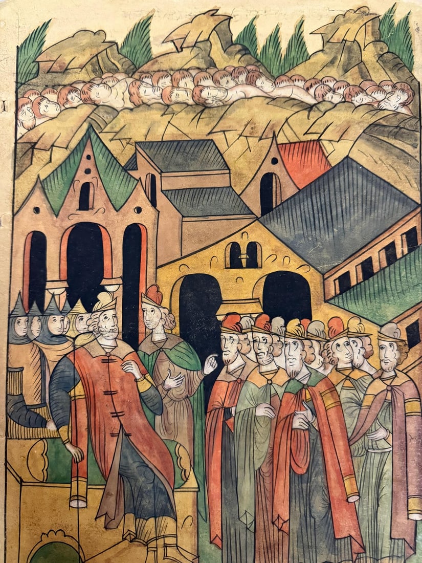 RARE YAHOODI (JEWISH) PAINTING OF ROYAL GATHERING, 19TH CENTURY - 4