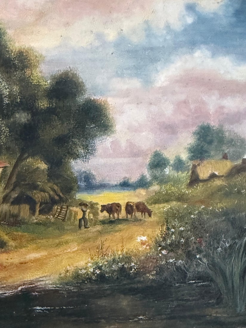 ENGLISH SCHOOL PASTORAL RIVER LANDSCAPE WITH CATTLE, 19TH CENTURY - 6