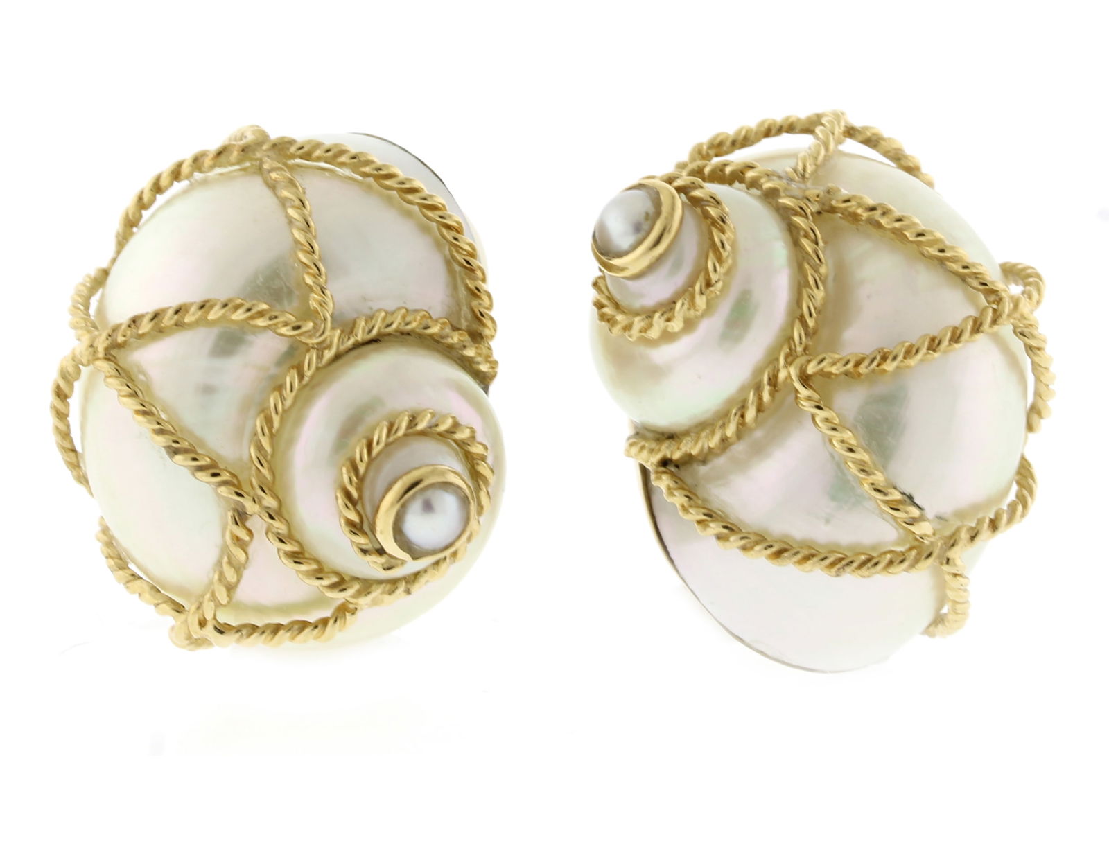 MAZ Shell Earrings with Gold Rope (1 of 5)