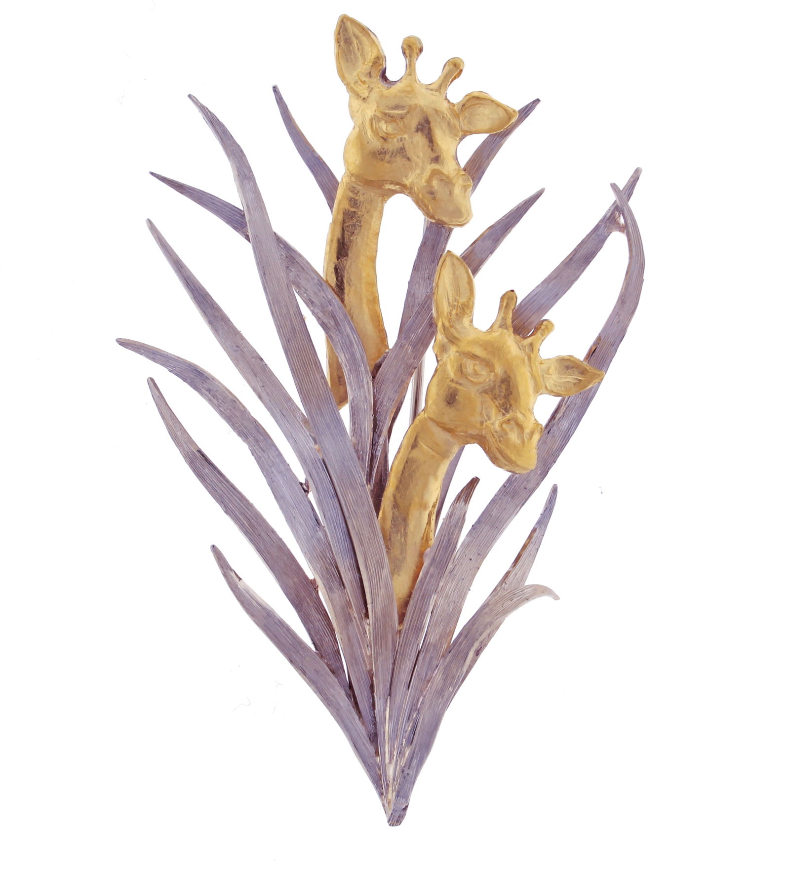 Buccellati Double Giraffe white and Yellow Gold Brooch (1 of 4)