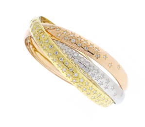 Cartier 100th Anniversary Diamond Star Trinity Bangle Bracelet