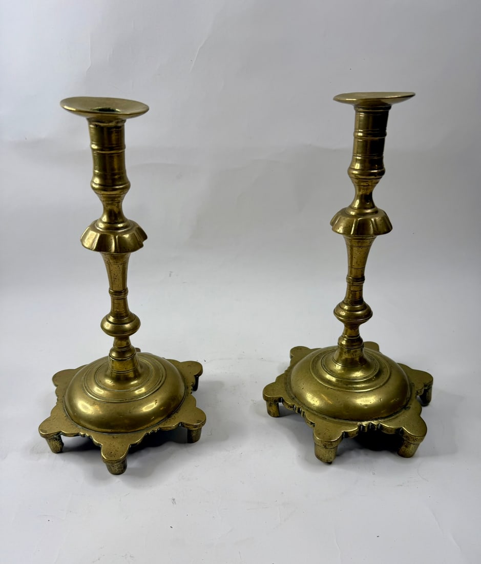 Pair Antique Brass Candlesticks (1 of 6)