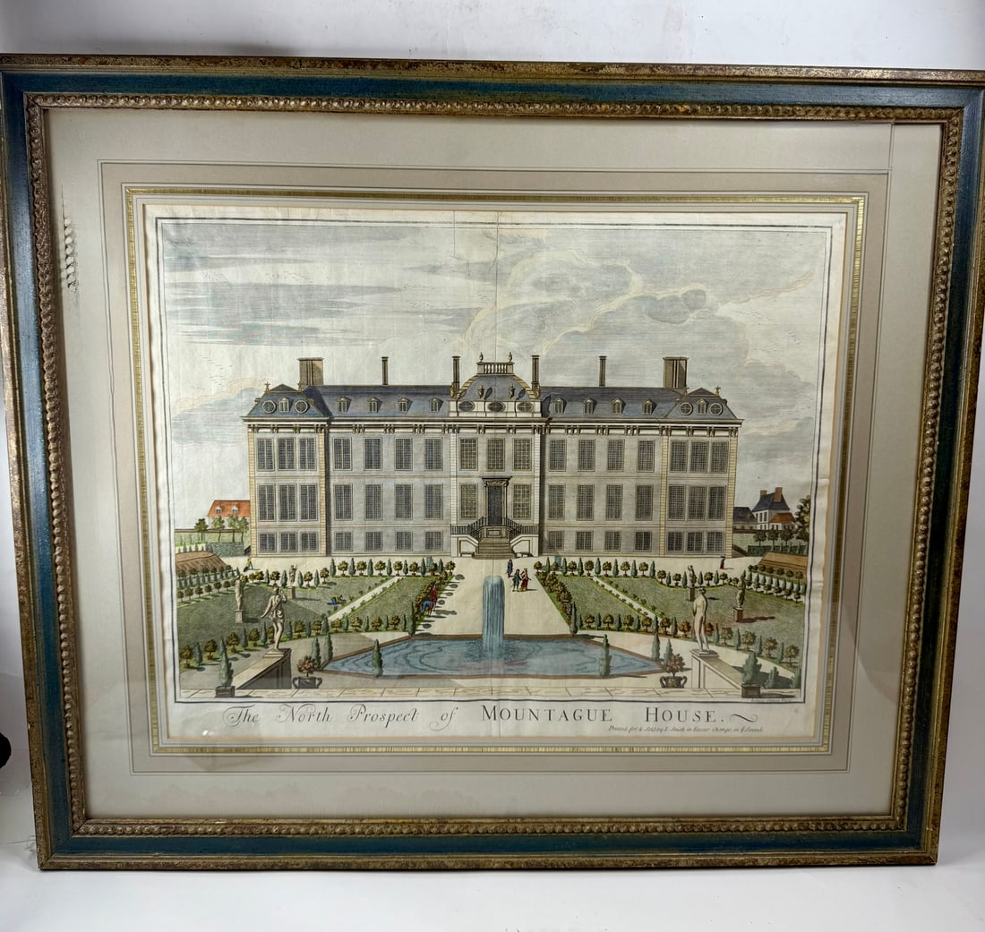 18th Century Engraving Montague House: Engraving of "The North Prospect of Montague House" engraved by James Simon, there is an identical example in the British Museum.
