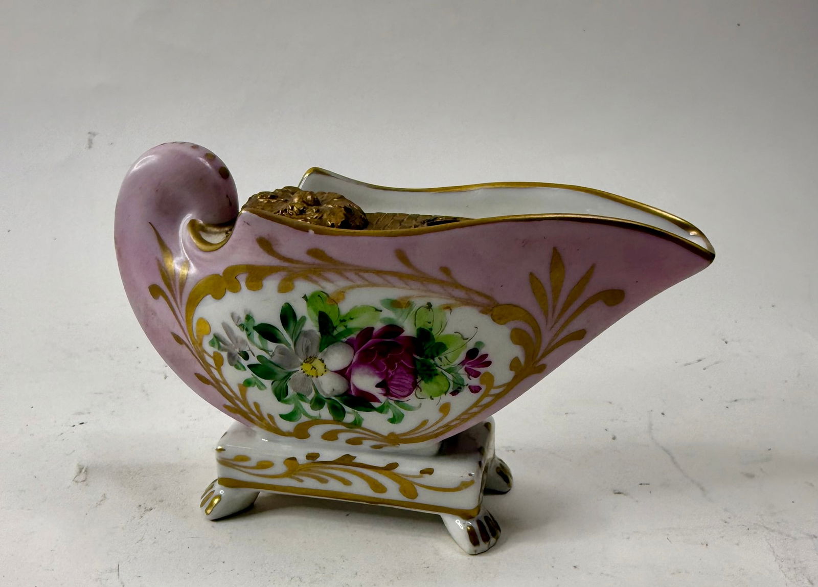 Hand Painted Porcelain and Bronze French Ink Well (1 of 5)