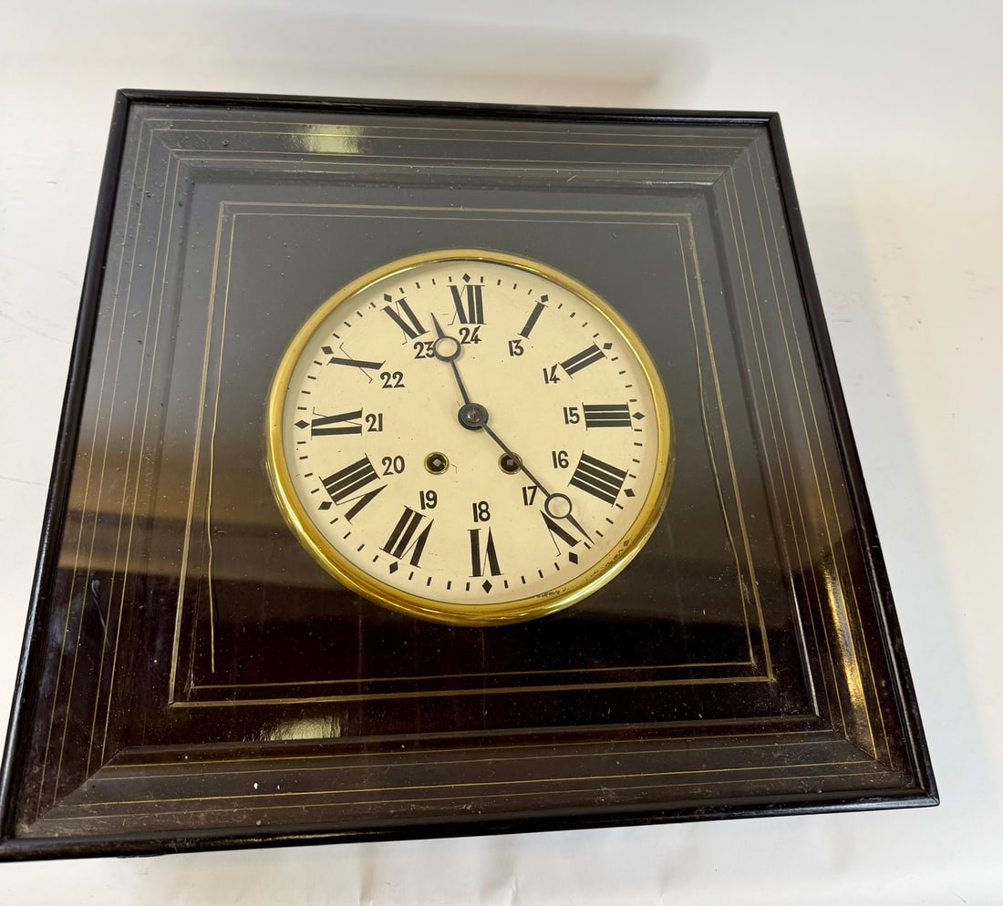 19th Century French Black Frame Wall Clock (1 of 6)