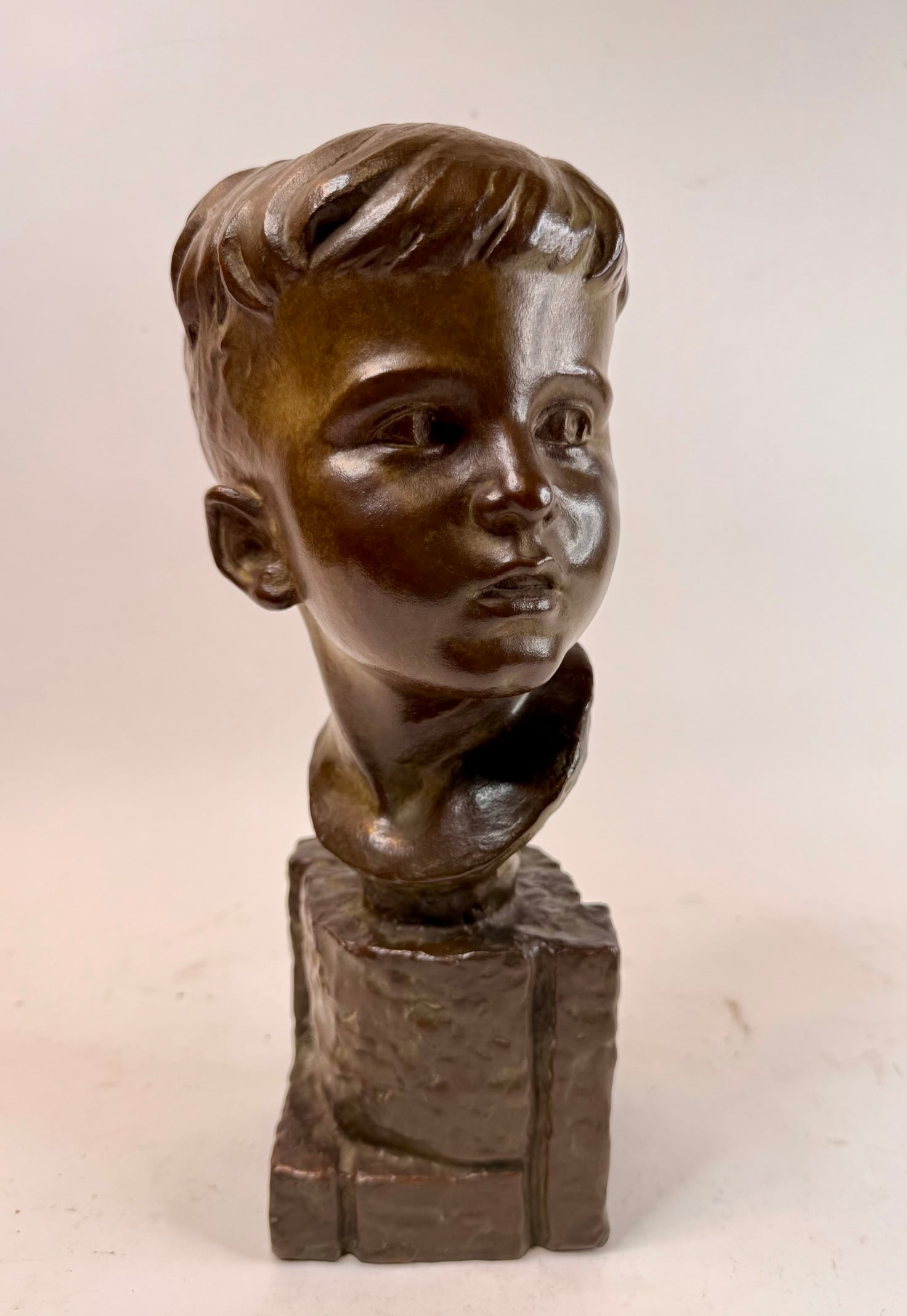 Bronze Bust Of Boy: Beautiful bronze bust of a boy. The marking on the bronze is #1931