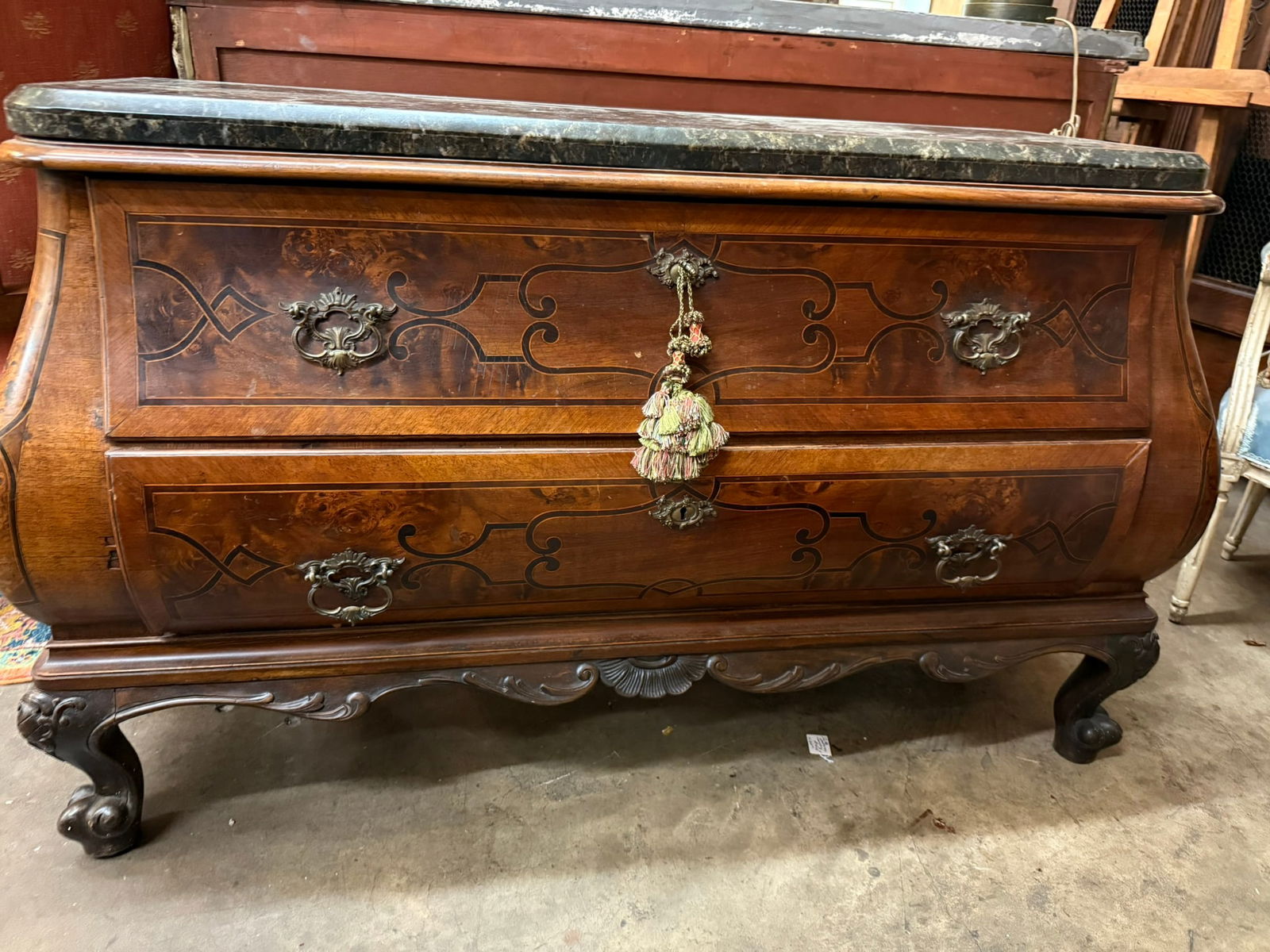 Antique Bombay Inlay Walnut Chest with Marble Top (1 of 8)