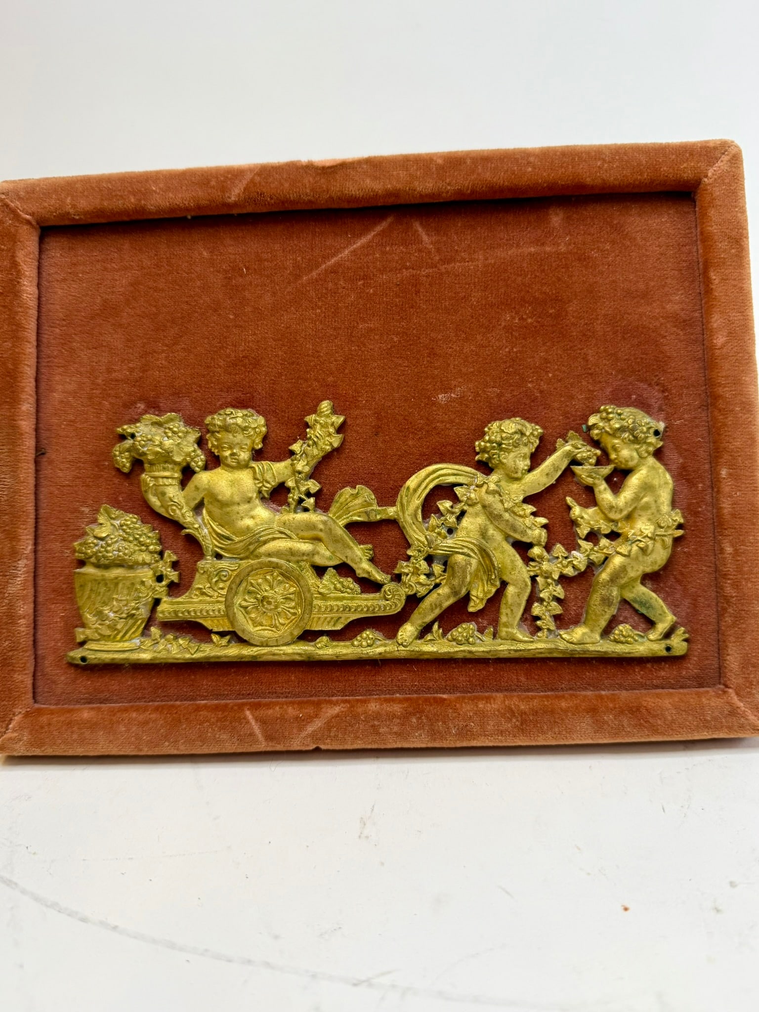 Decorative Plaque Roman Bronze Gilt Fragment Framed (1 of 5)