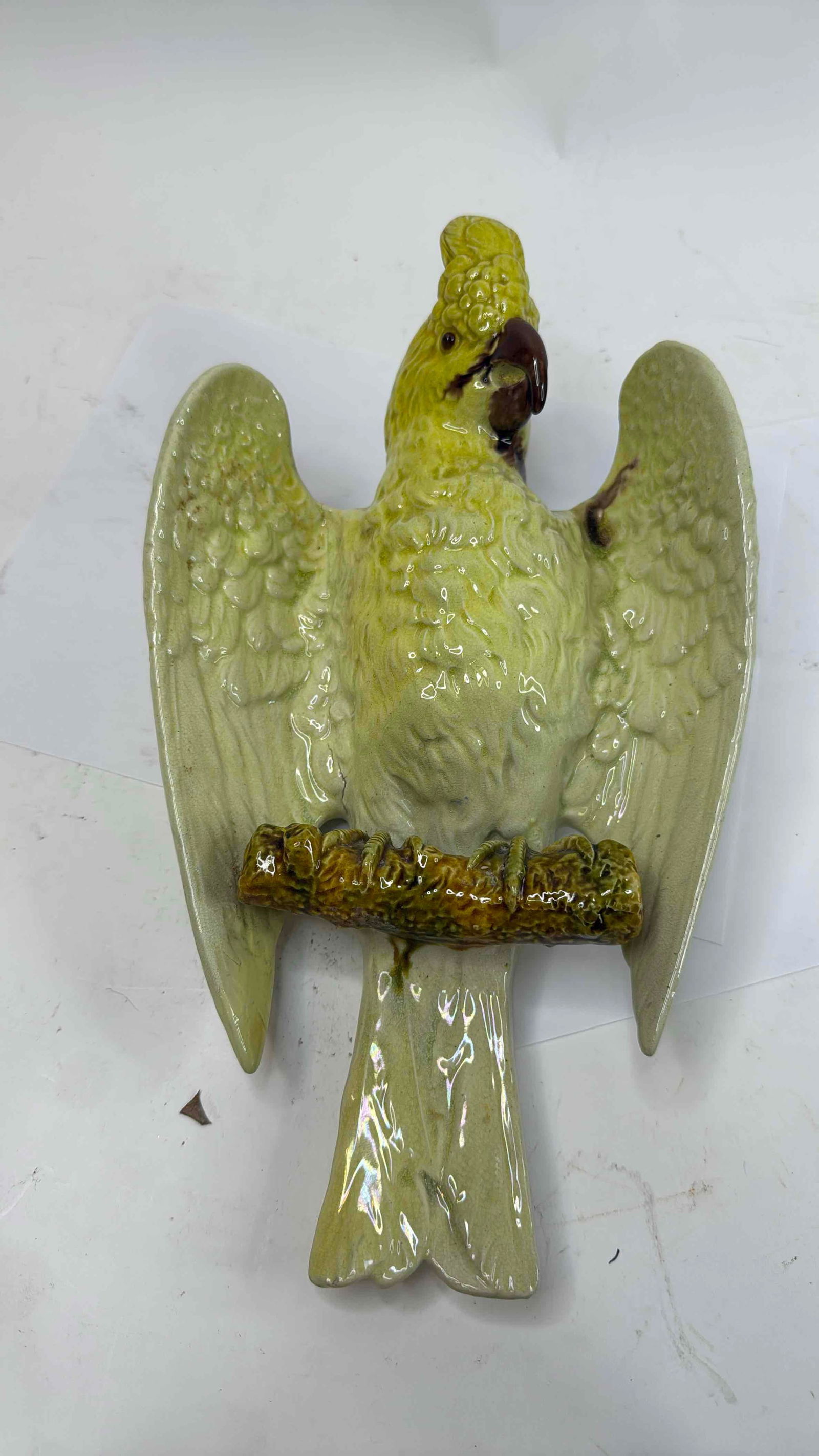 Bretby Majolica Cockatoo Wall Pocket: Bretby Art Pottery Was Founded In 1882 By Henry Toot And Willam Ault In Woodville, Derbyshire, England.