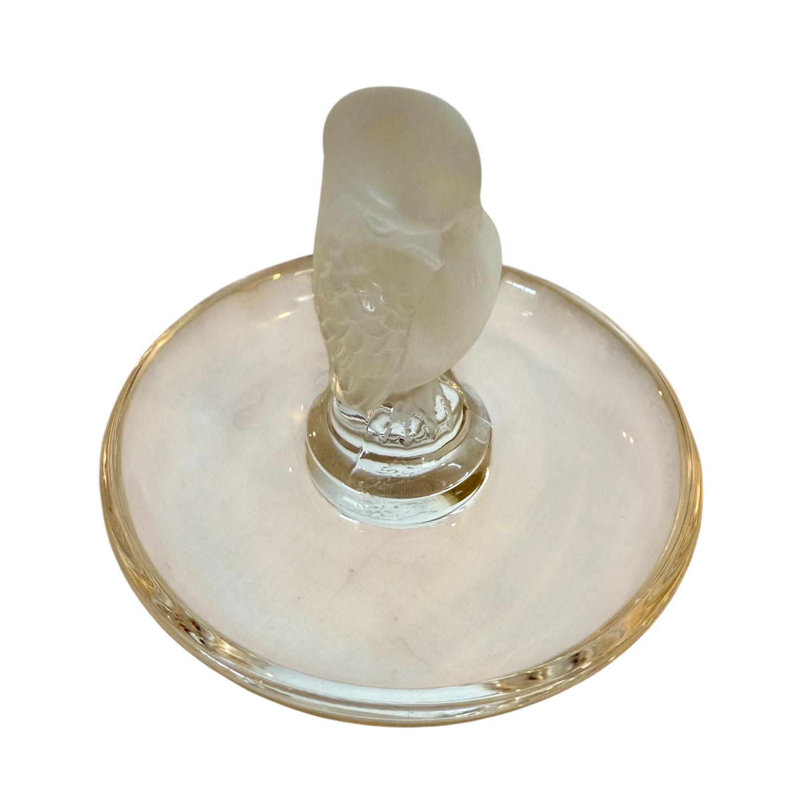 Small Lalique Crystal Owl Ring Keeper - Signed Lalique France (1 of 2)