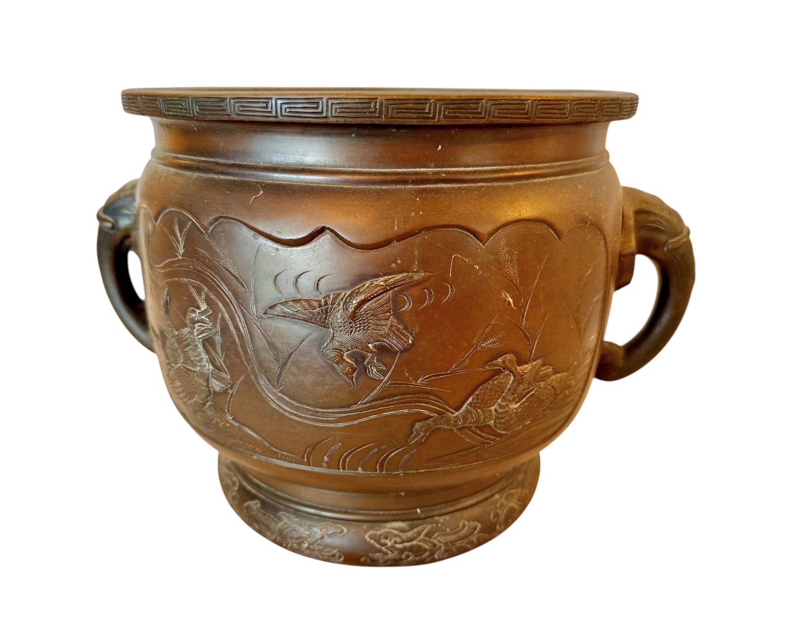 Bronze Jardinere - Asian Motif with Elephant Handles (1 of 5)