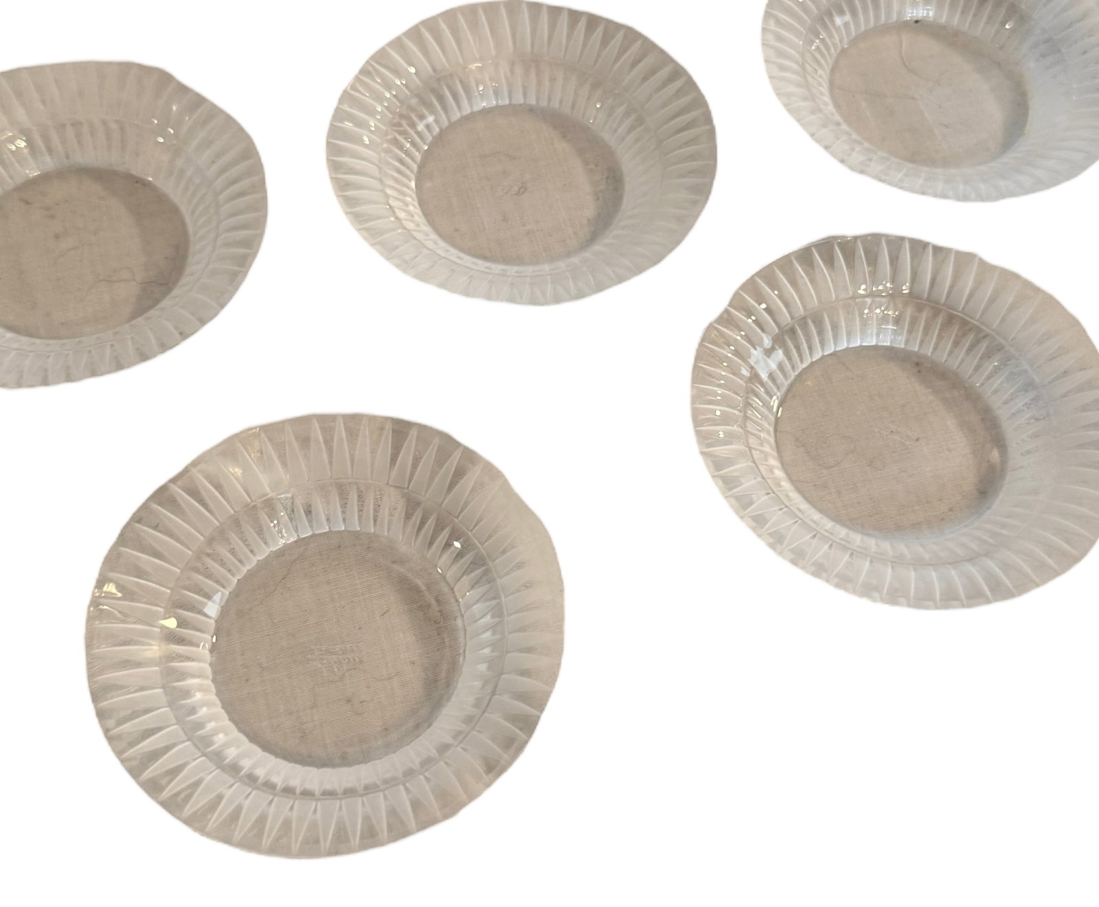 Set of 5 Lalique Bourgueil Butter Dishes: Set of 5 Lalique butter dishes.